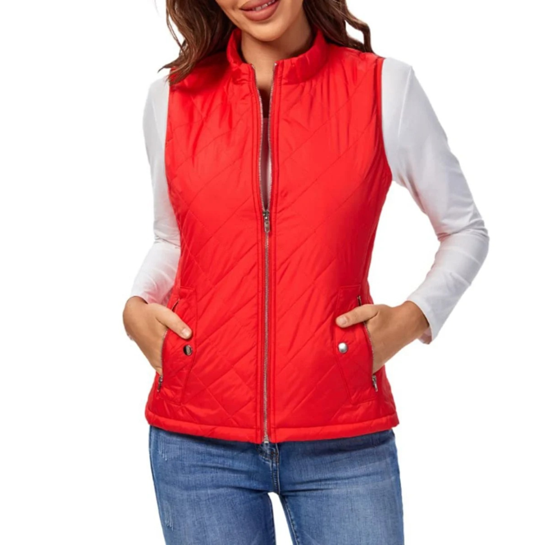 Fiona — Gilet matelassé sans manches à col montant — Amielle Paris
