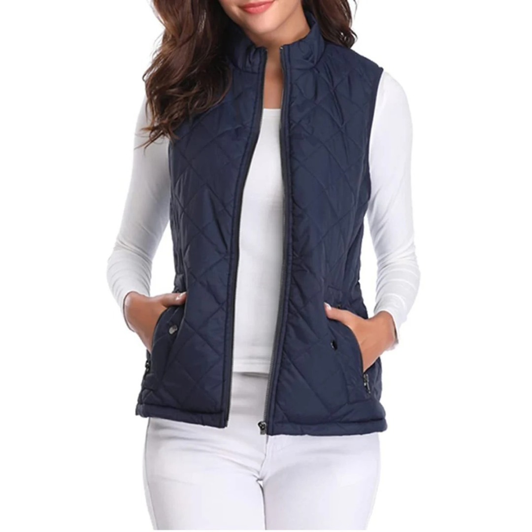 Fiona — Gilet matelassé sans manches à col montant — Amielle Paris