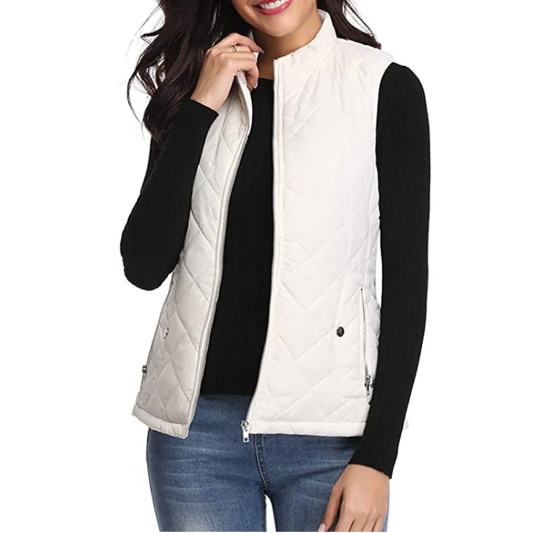 Fiona — Gilet matelassé sans manches à col montant — Amielle Paris