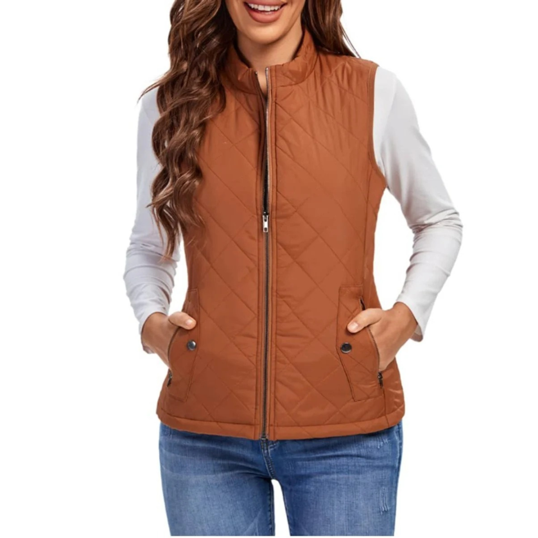 Fiona — Gilet matelassé sans manches à col montant — Amielle Paris