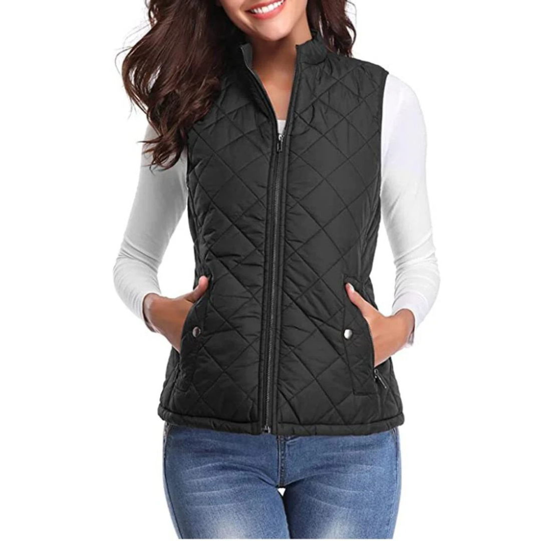 Fiona — Gilet matelassé sans manches à col montant — Amielle Paris