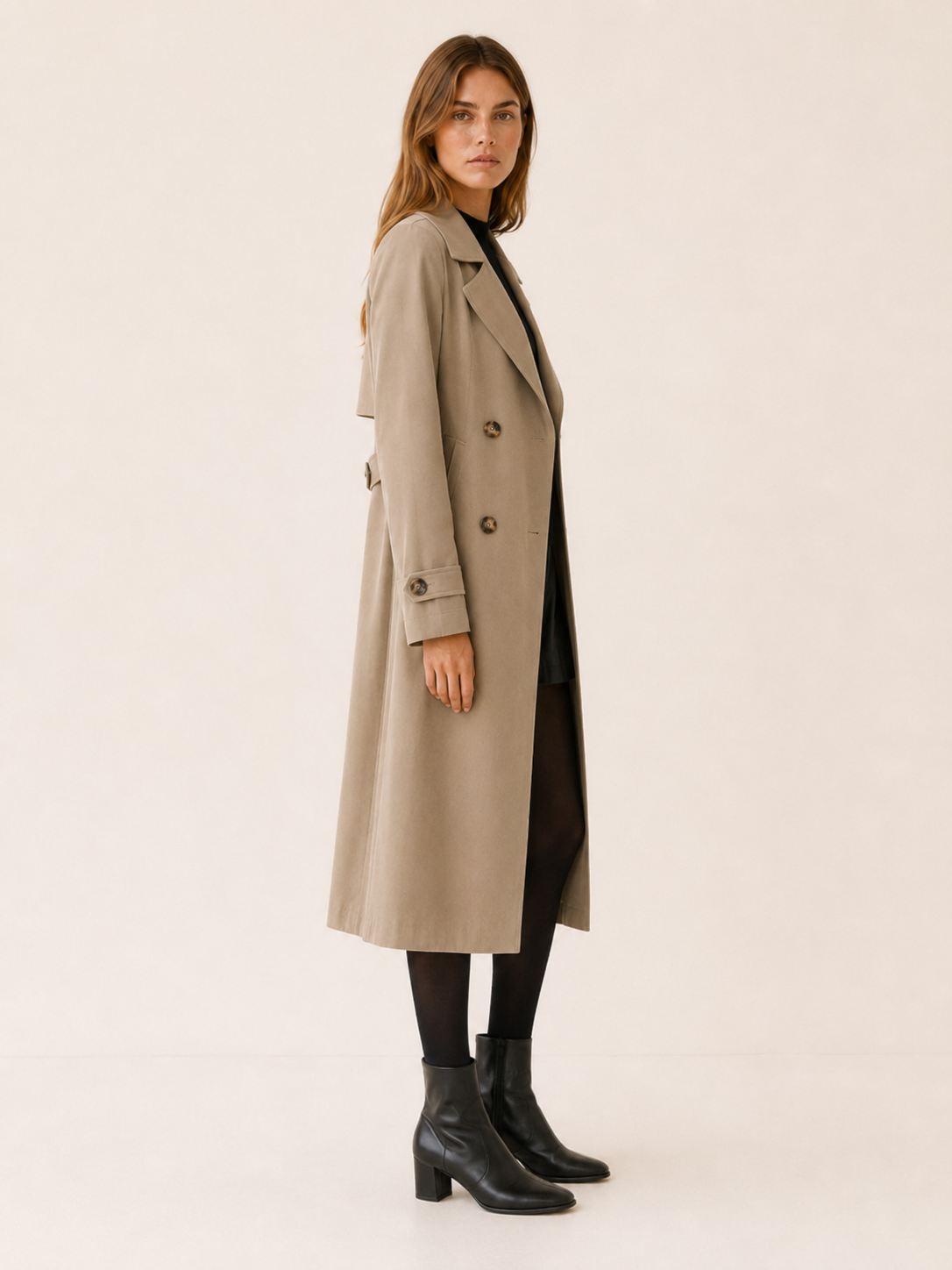 Trench long croisé à ceinture — Amielle Paris