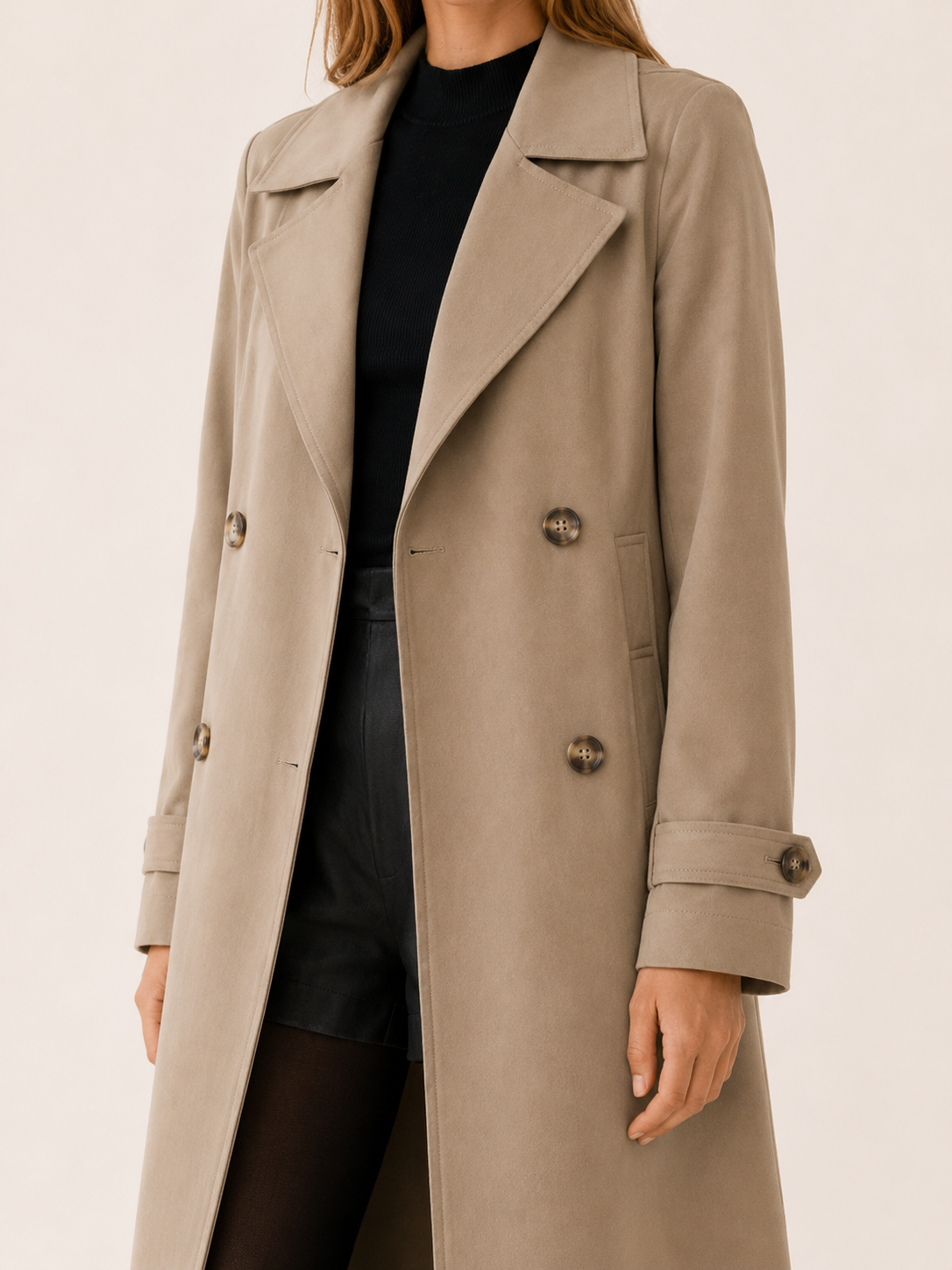 Trench long croisé à ceinture — Amielle Paris
