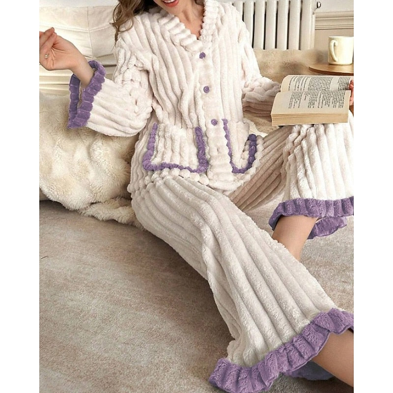Ensemble de pyjama en polaire à volants — Amielle Paris