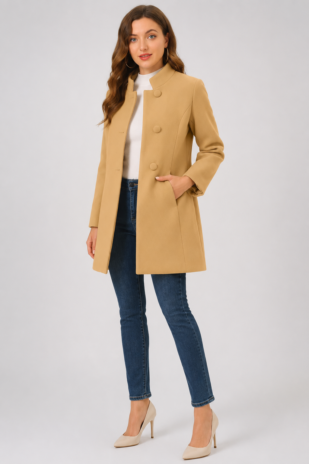 Manteau à col asymétrique — Camilla — Amielle Paris
