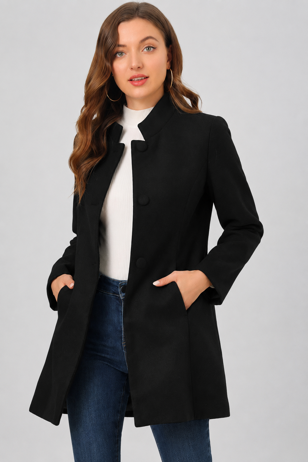 Manteau à col asymétrique — Camilla — Amielle Paris