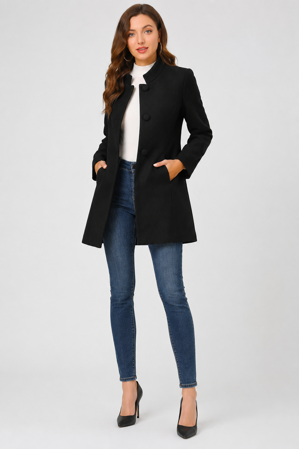 Manteau à col asymétrique — Camilla — Amielle Paris