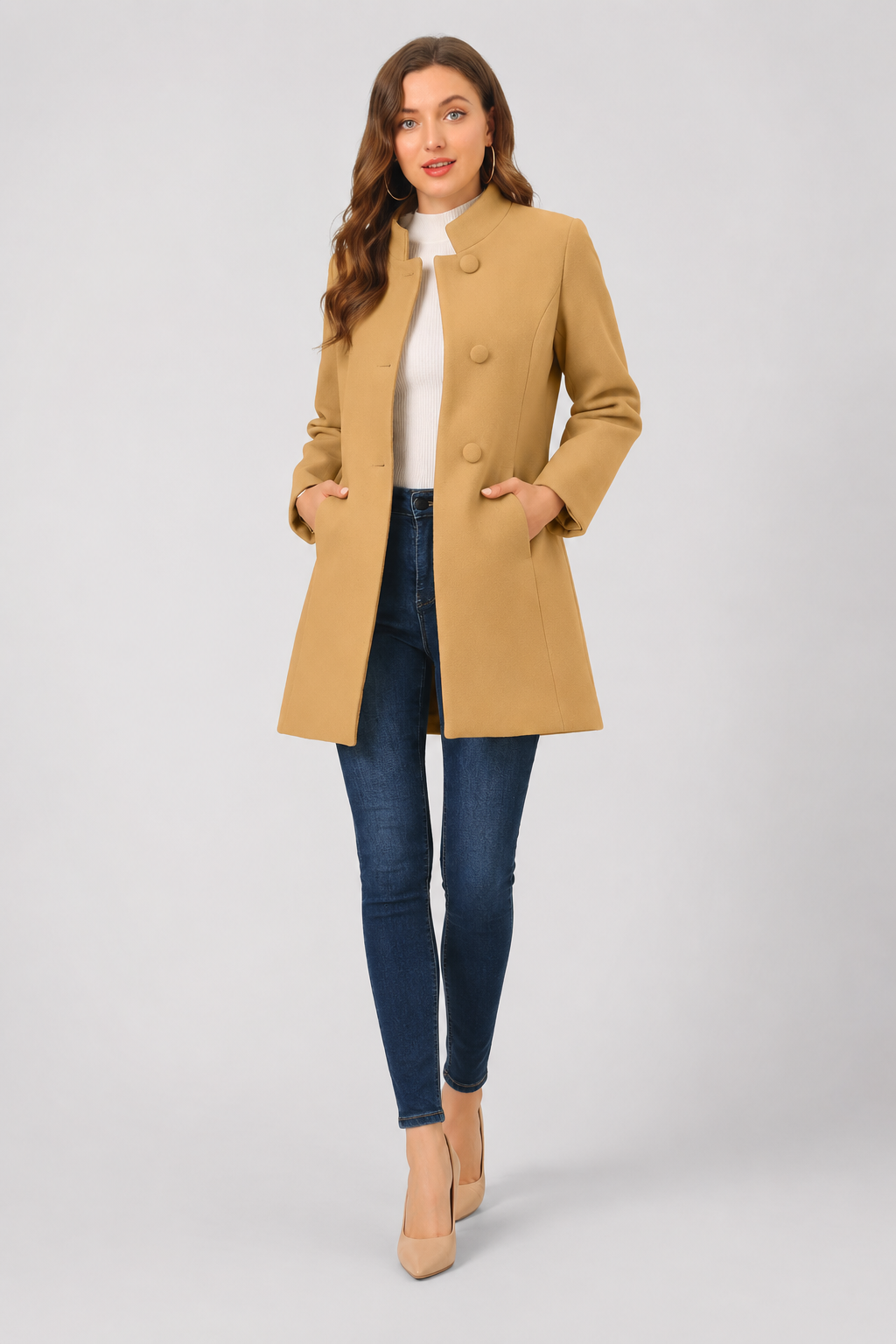 Manteau à col asymétrique — Camilla — Amielle Paris