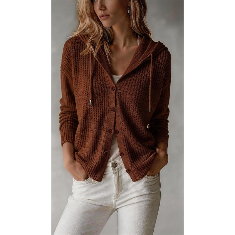 Gilet côtelé boutonné à capuche — Amielle Paris
