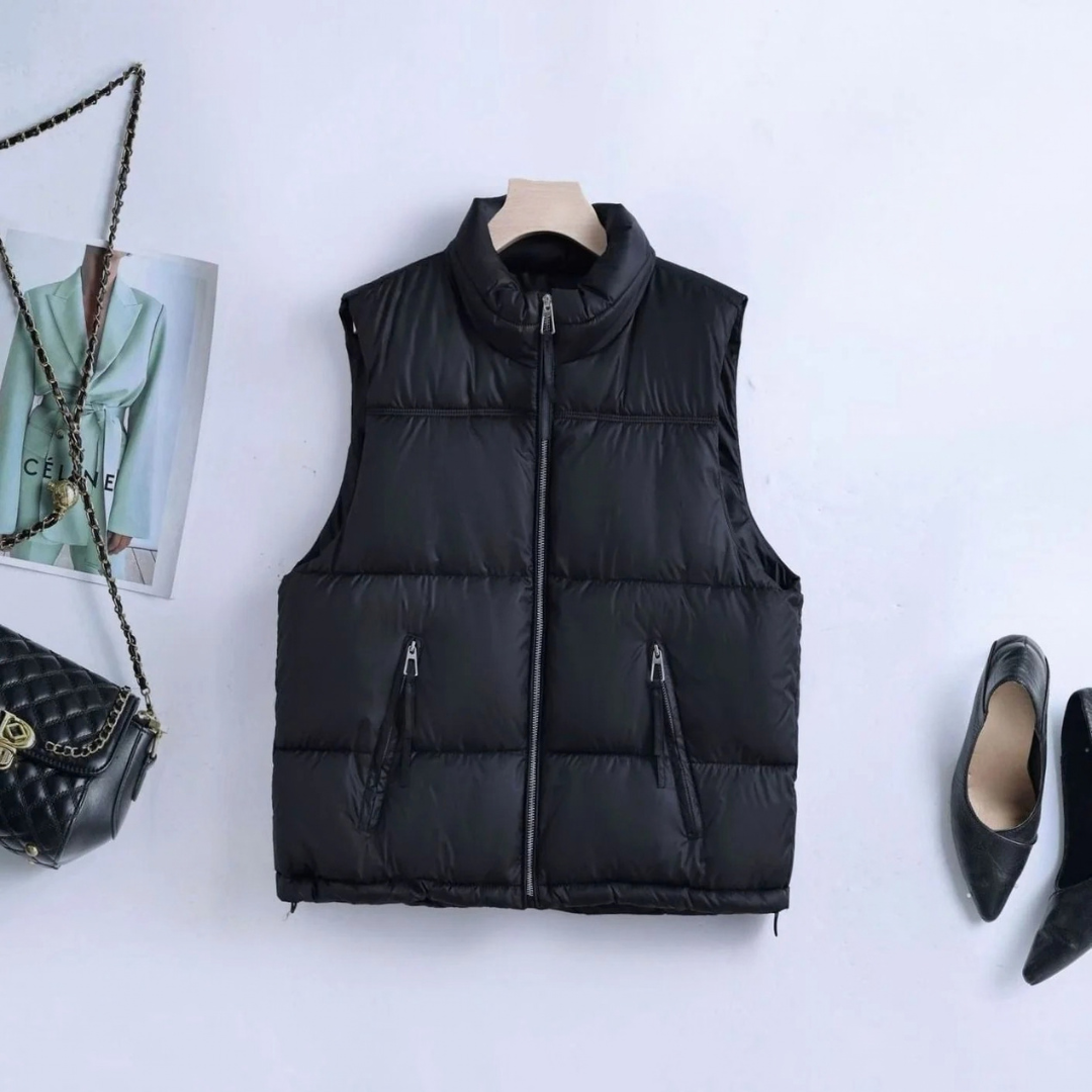 Camille — Gilet sans manches matelassé zippé — Amielle Paris
