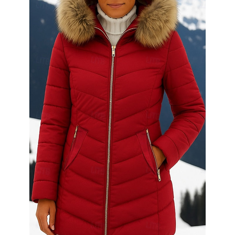 Parka matelassée à capuche en fausse fourrure — Amielle Paris