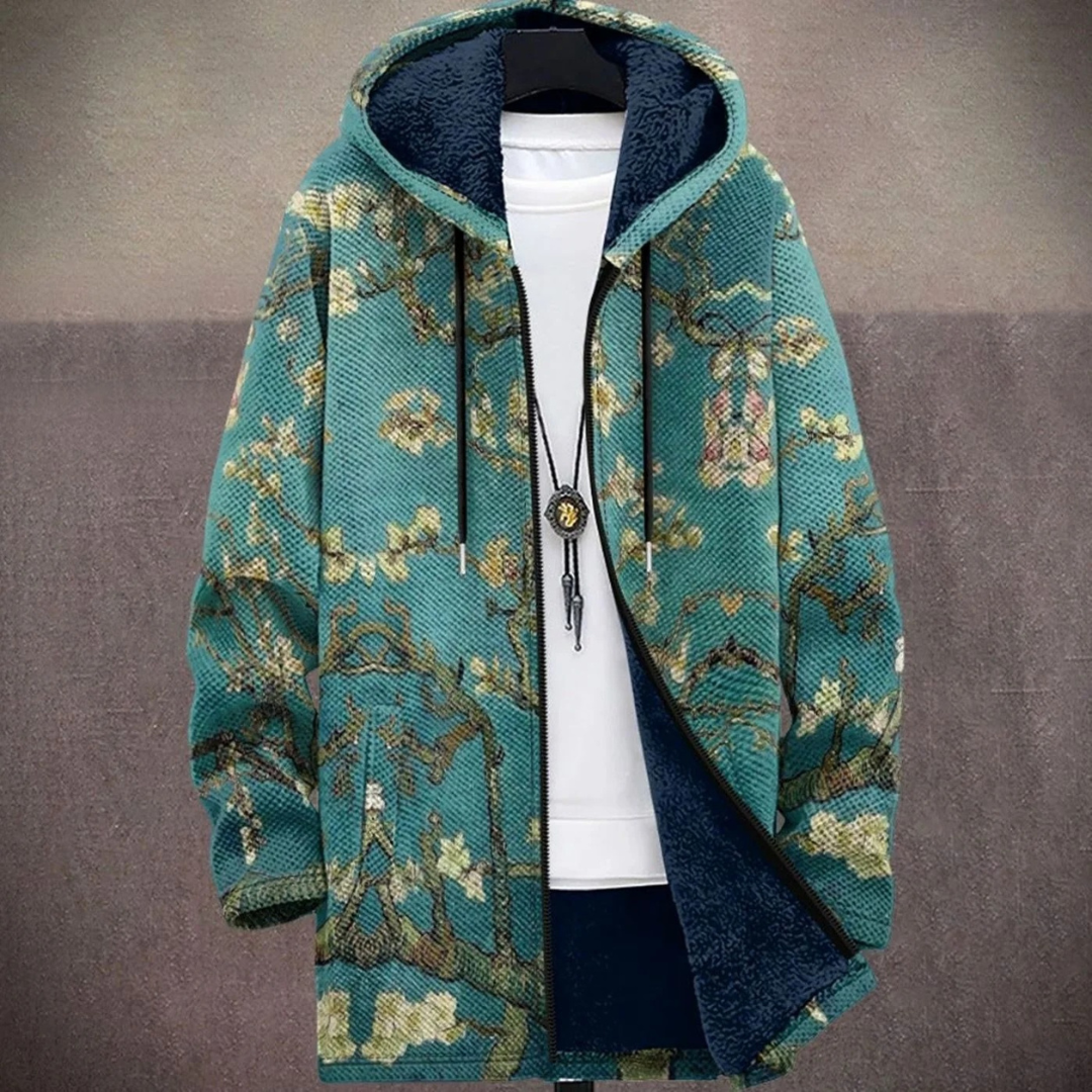 Tessa — Veste polaire fleurie à capuche — Amielle Paris