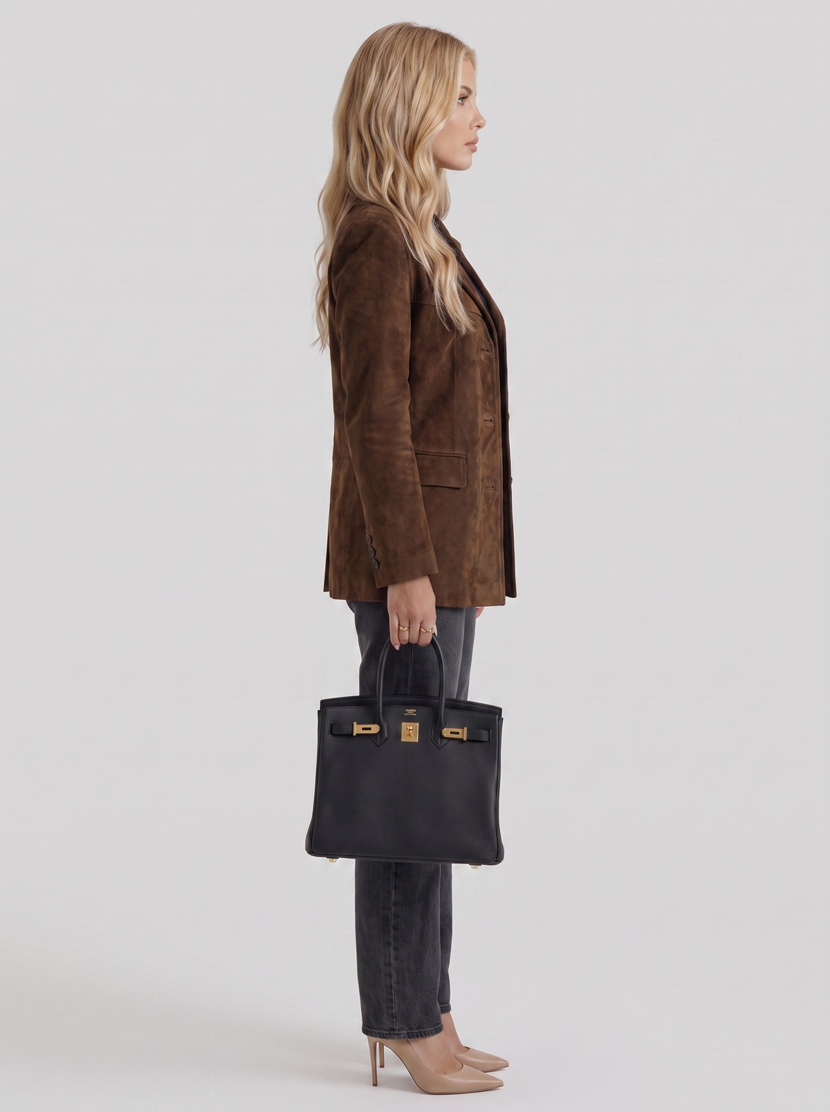Blazer ajusté aspect daim à un bouton — Amielle Paris
