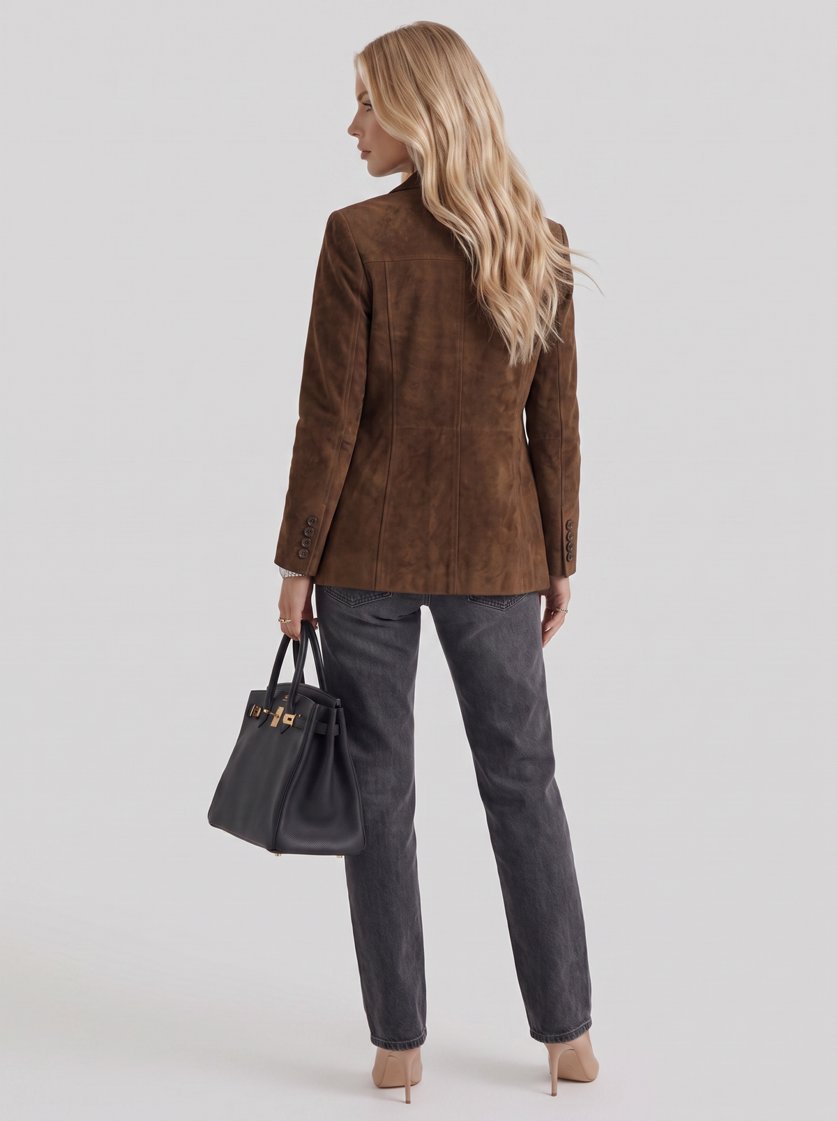 Blazer ajusté aspect daim à un bouton — Amielle Paris