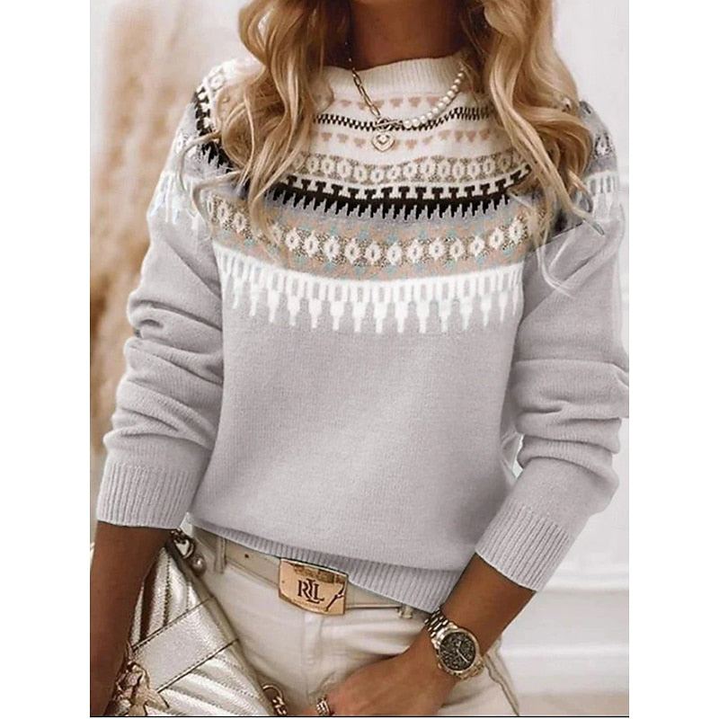 Pull à motifs nordiques aux tons doux — Amielle Paris