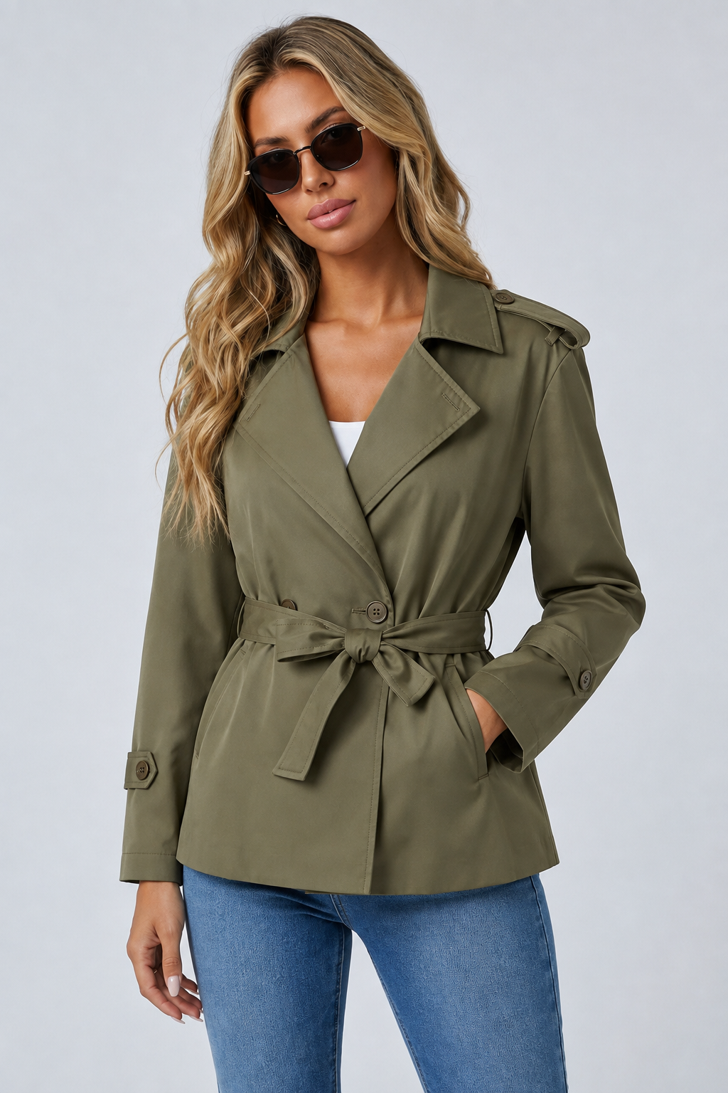 Latifina — Trench court croisé et ceinturé — Amielle Paris
