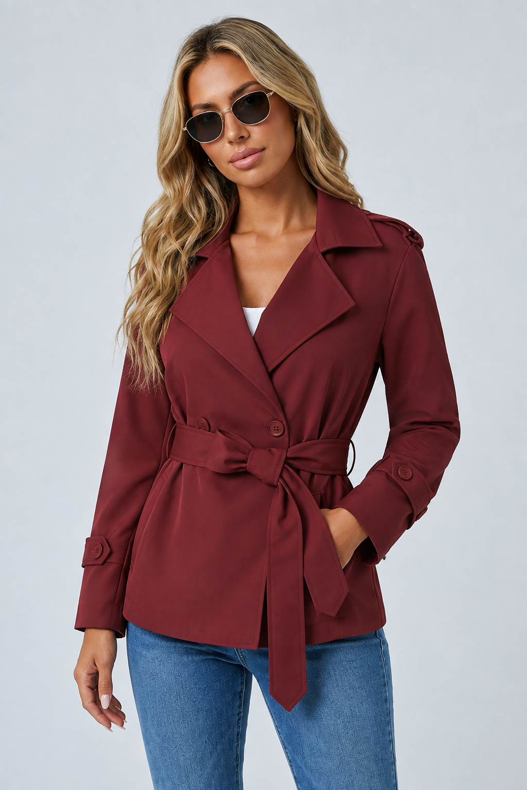 Latifina — Trench court croisé et ceinturé — Amielle Paris