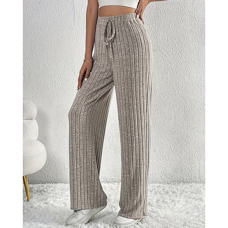 Pantalon large côtelé à taille avec cordon — Amielle Paris