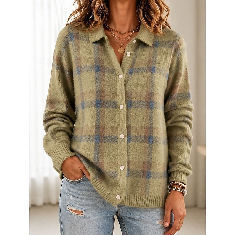 Gilet boutonné à carreaux multicolores — Amielle Paris