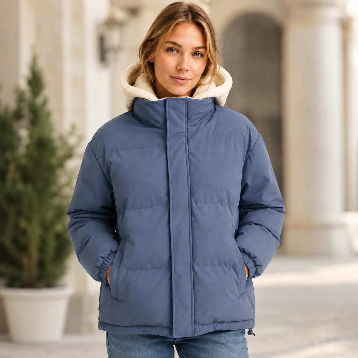 Lina — Veste matelassée à col haut — Amielle Paris