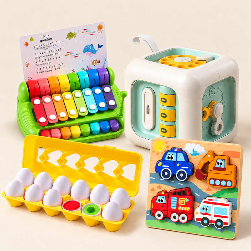 Coffret de Noël : piano, cube d’activités et puzzles — vue 1