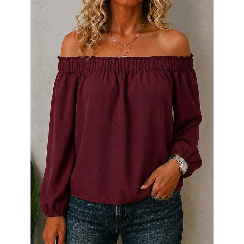 Blouse à épaules dénudées et volants — Amielle Paris