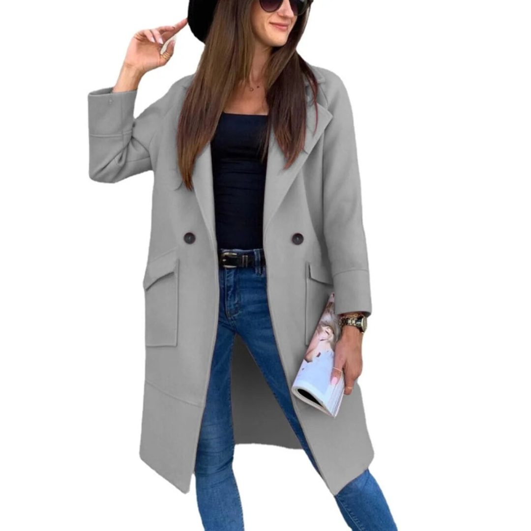 Manteau long boutonné à poches plaquées — Amielle Paris