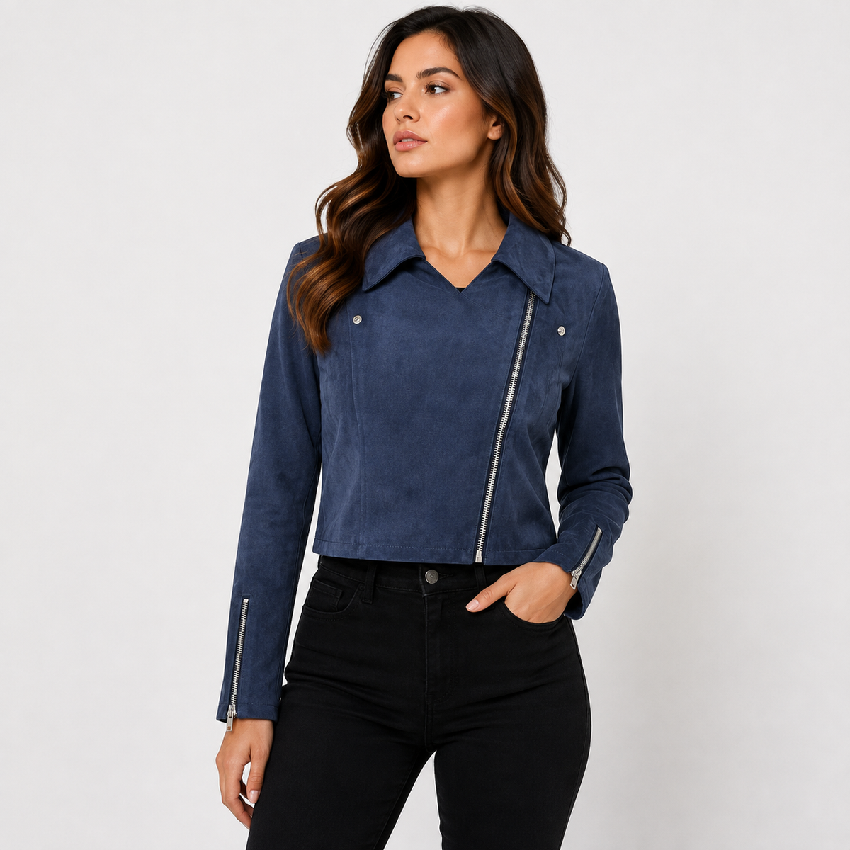 Dahlia — Veste courte zippée à col classique — Amielle Paris
