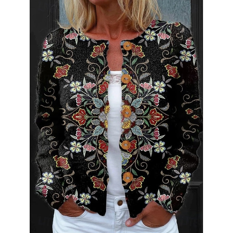 Renata | Gilet boutonné à motifs fleuris — Amielle Paris