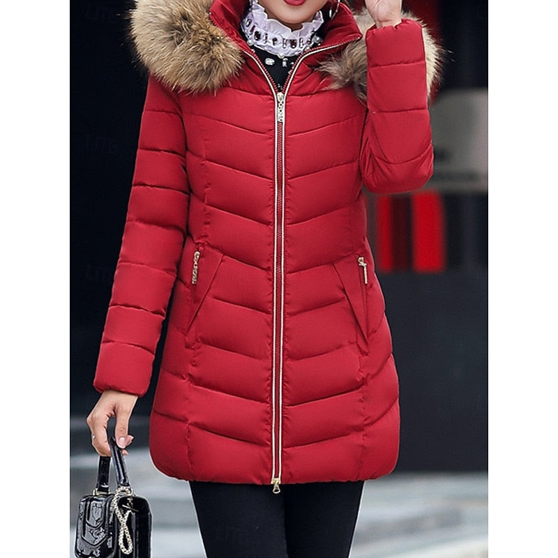 Parka matelassée à capuche en fausse fourrure — Amielle Paris