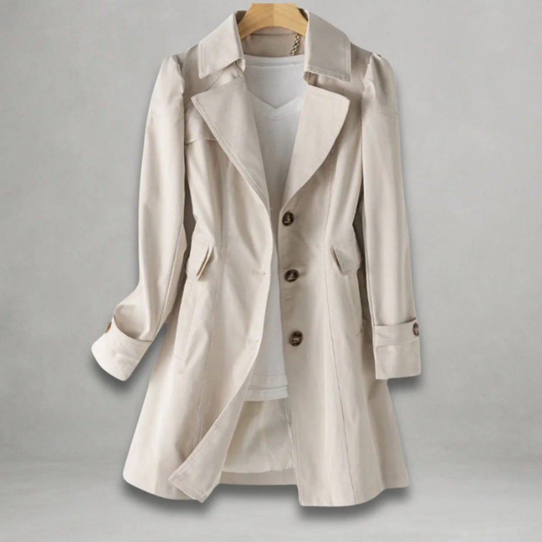 Trench long boutonné à col travaillé — Amielle Paris