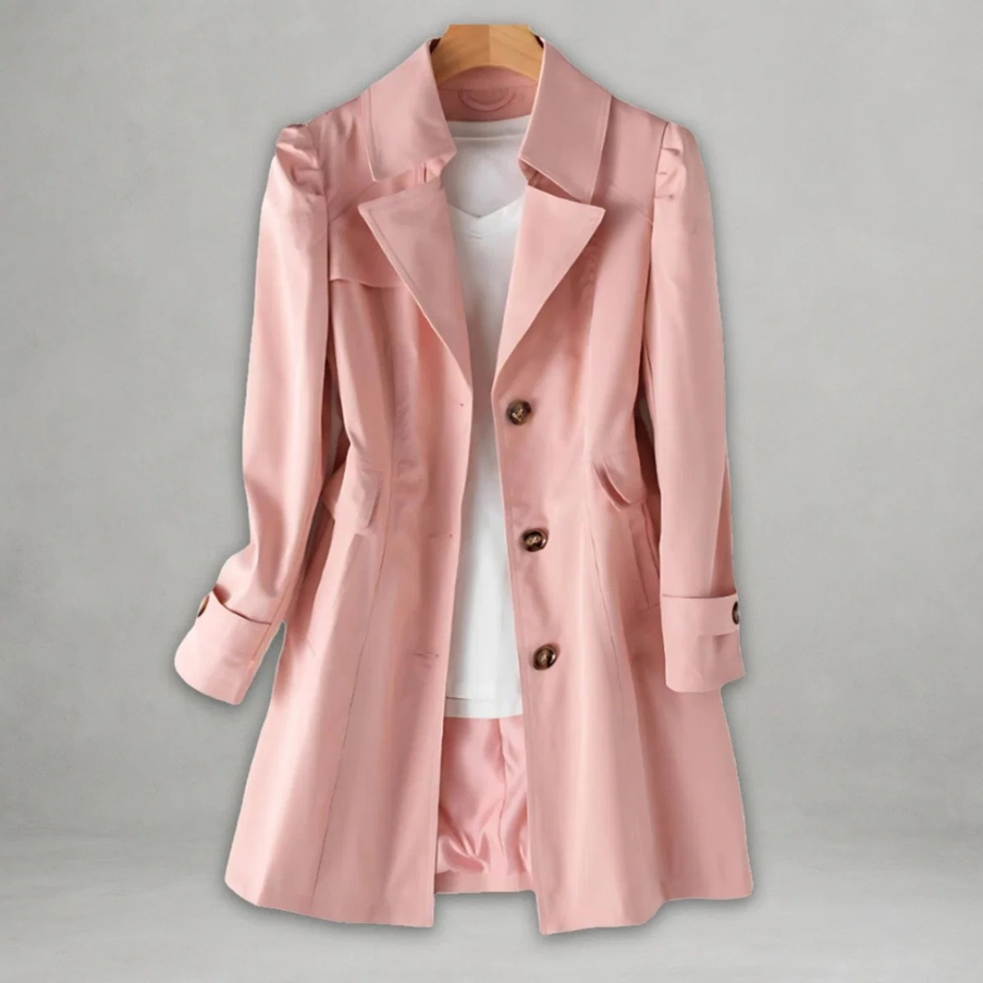 Trench long boutonné à col travaillé — Amielle Paris