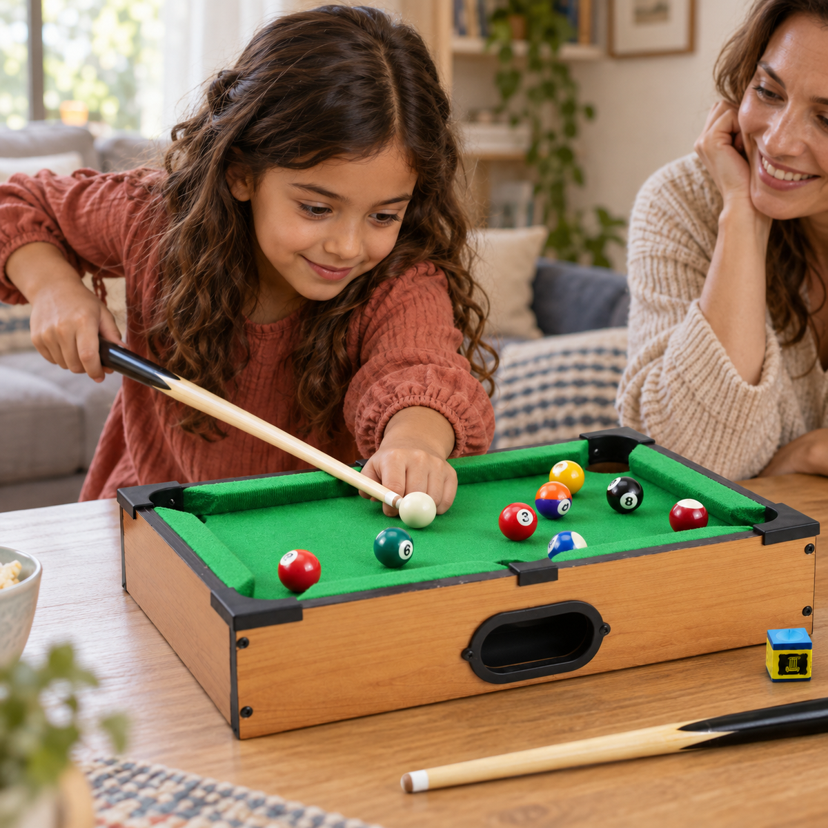 Mini-billard de table en bois avec 2 queues — vue 2