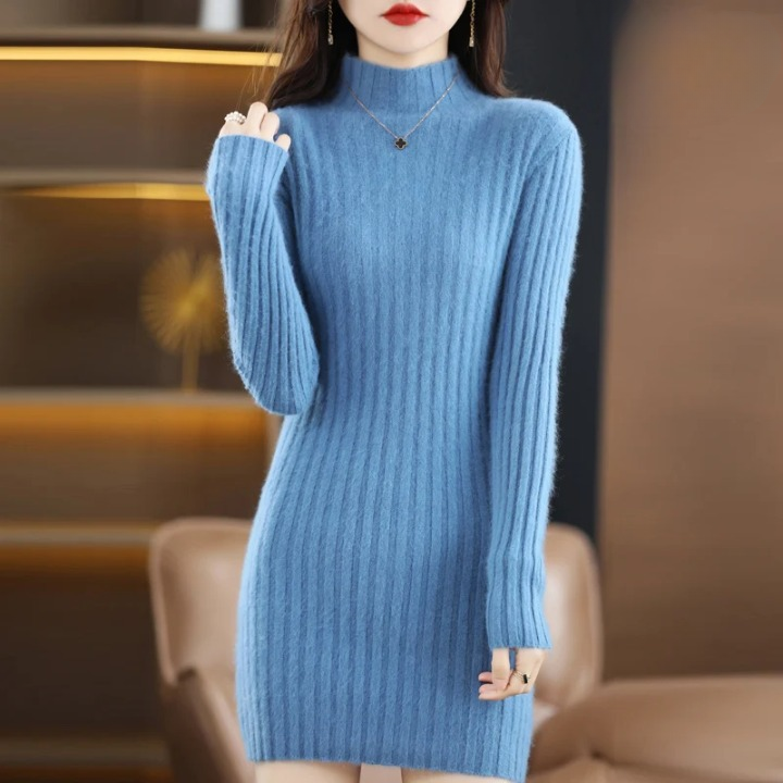 Gabriella — Robe courte côtelée à col roulé — Amielle Paris