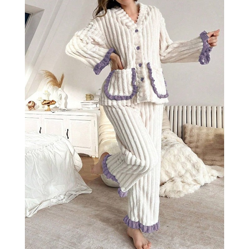 Ensemble de pyjama en polaire à volants — Amielle Paris