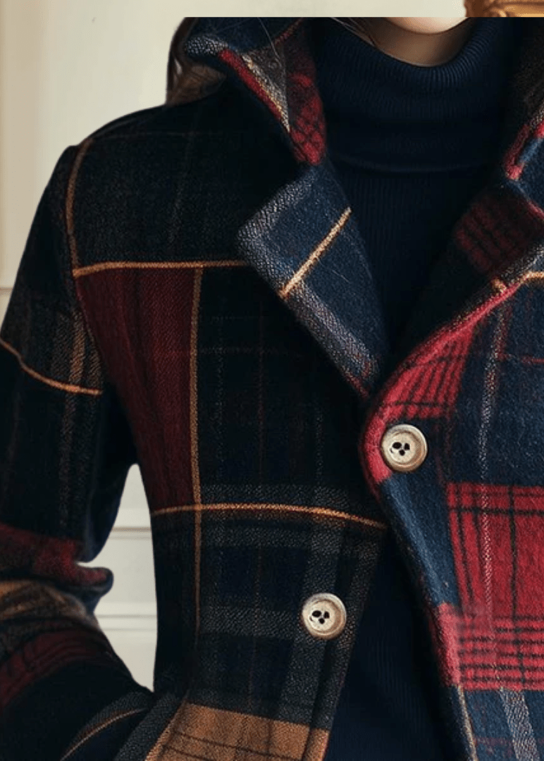 Elowen — Veste à carreaux rouge et bleu marine — Amielle Paris