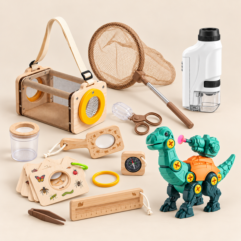 Coffret explorateur avec microscope et dinosaure à monter — vue 1
