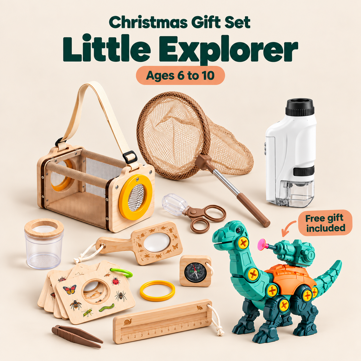 Coffret explorateur avec microscope et dinosaure à monter — vue 2