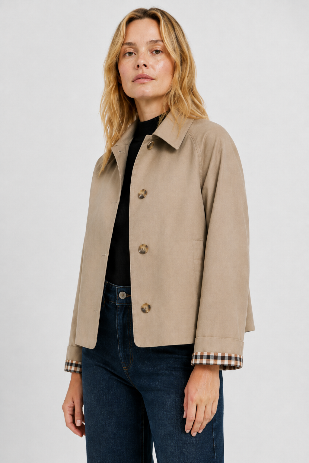 Veste légère à revers vichy — Amielle Paris