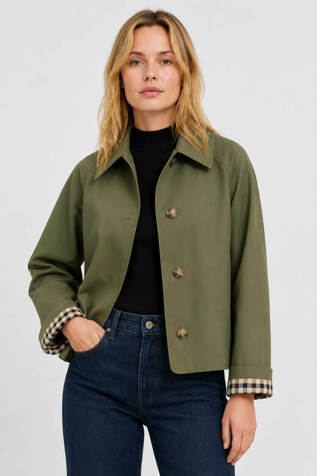 Veste légère à revers vichy — Amielle Paris