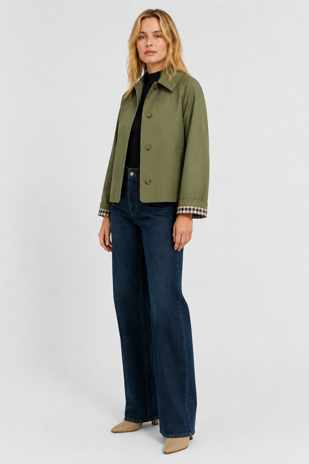 Veste légère à revers vichy — Amielle Paris