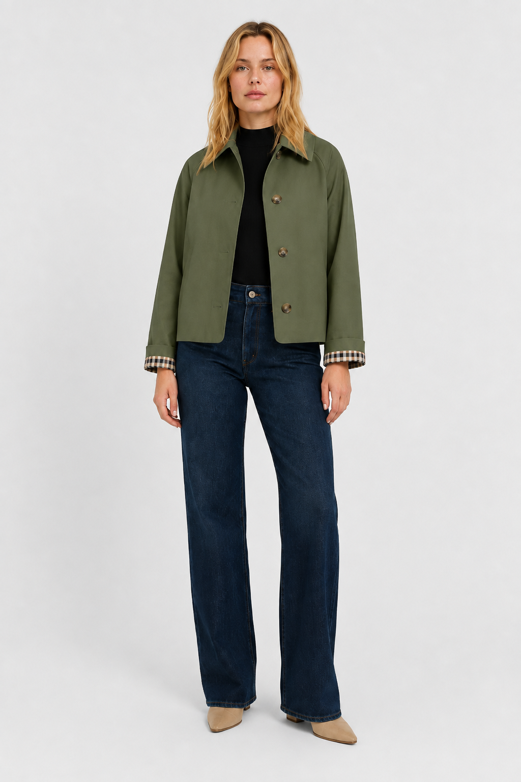 Veste légère à revers vichy — Amielle Paris