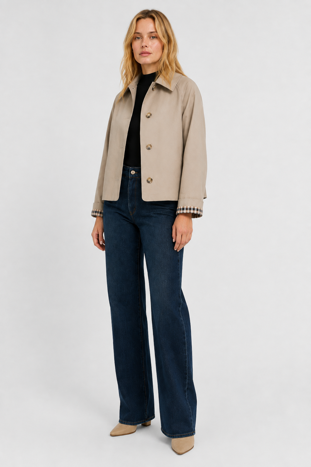 Veste légère à revers vichy — Amielle Paris