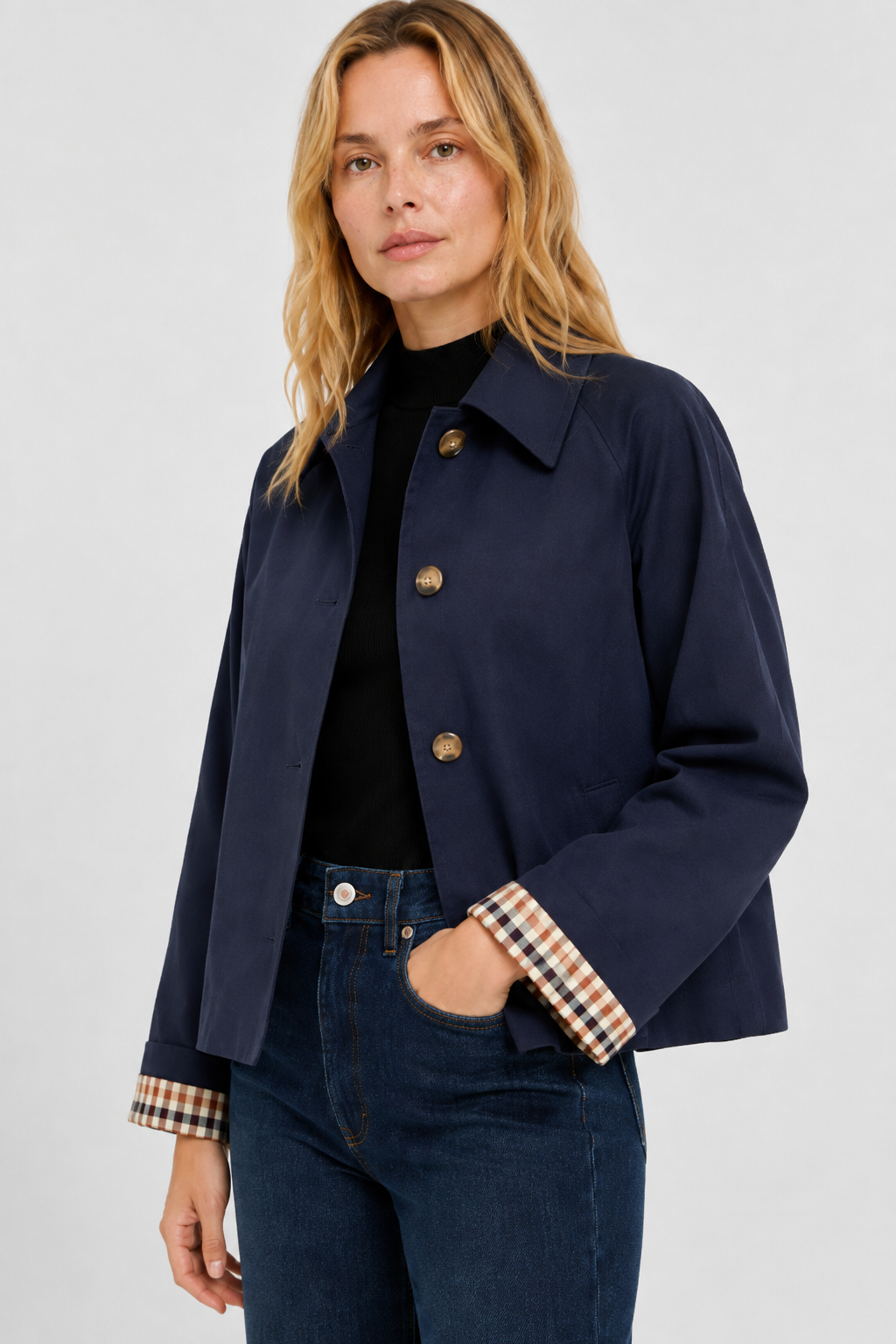 Veste légère à revers vichy — Amielle Paris