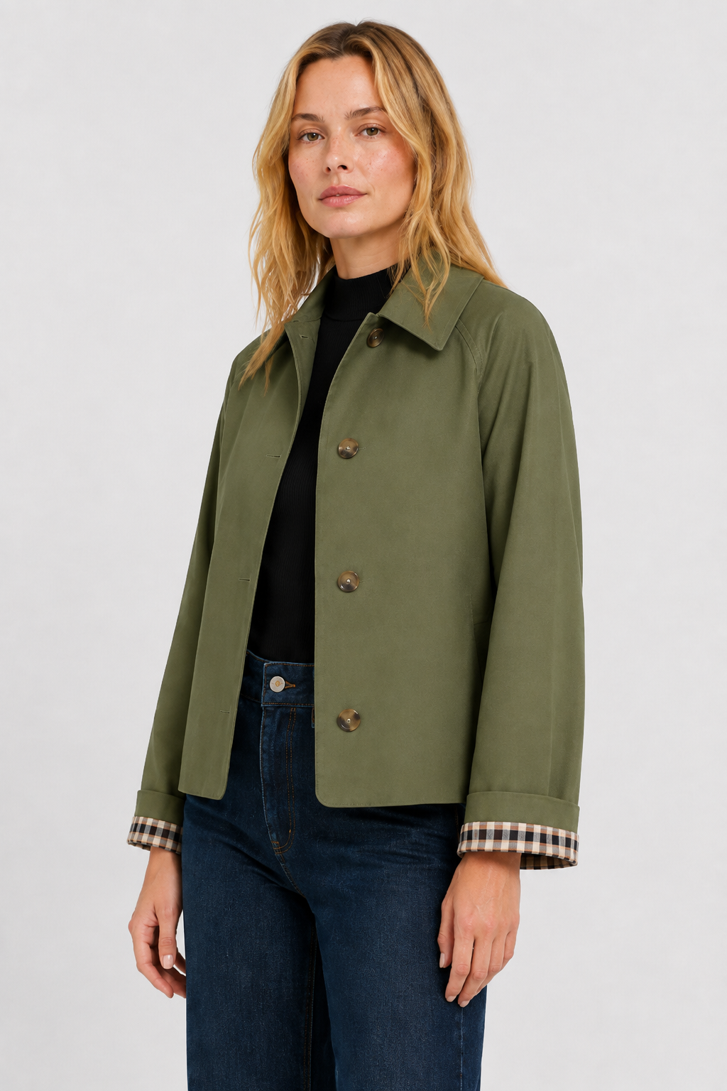 Veste légère à revers vichy — Amielle Paris