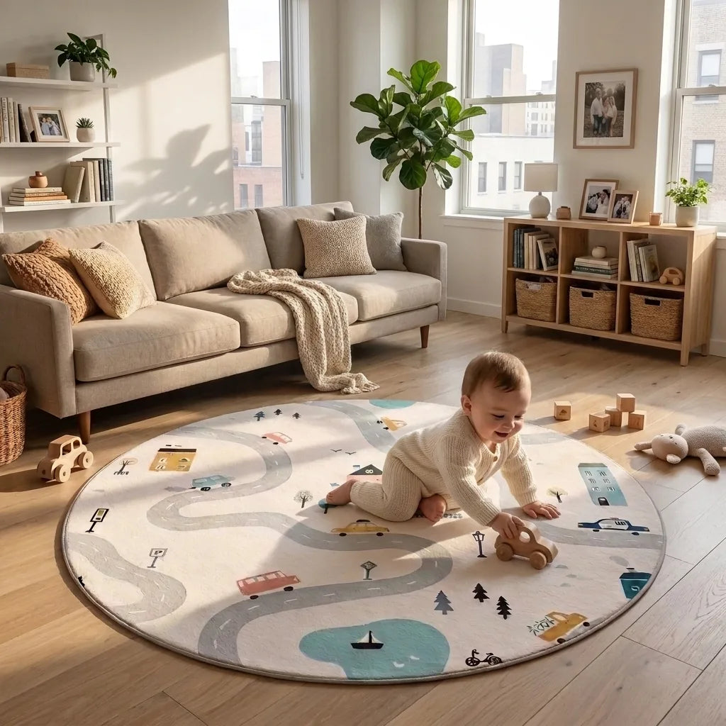 Tapis de jeu bébé voitures et camions — 140 cm — vue 2