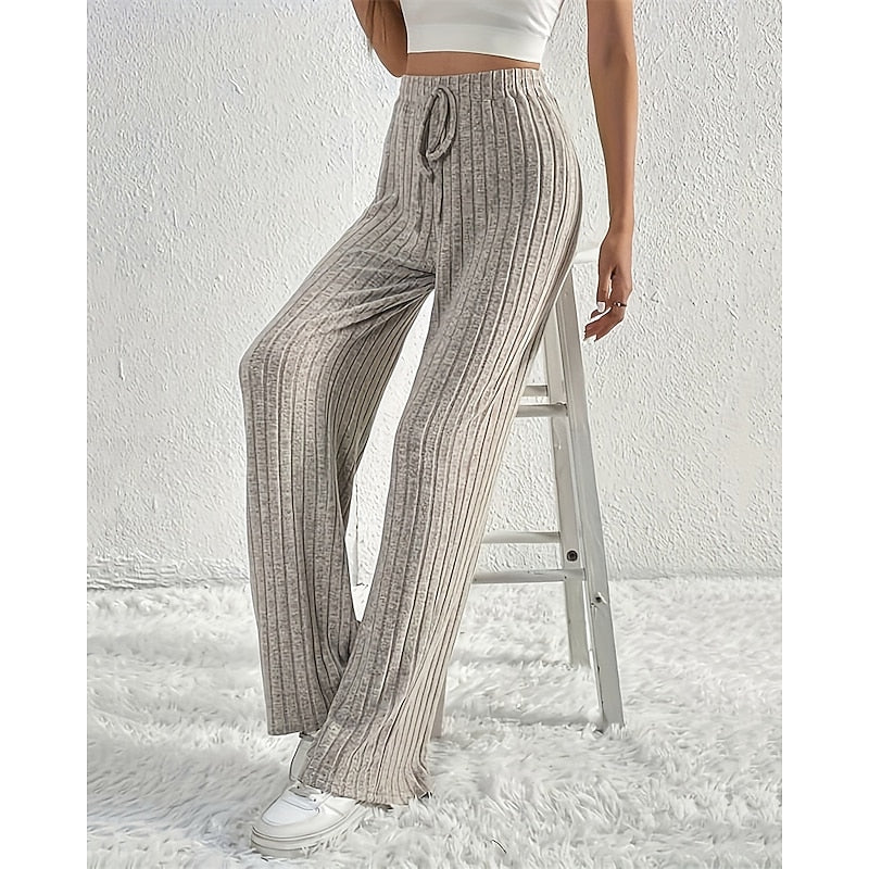 Pantalon large côtelé à taille avec cordon — Amielle Paris