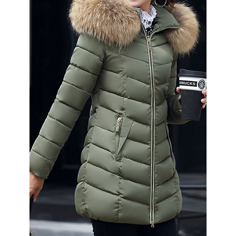Parka matelassée à capuche en fausse fourrure — Amielle Paris