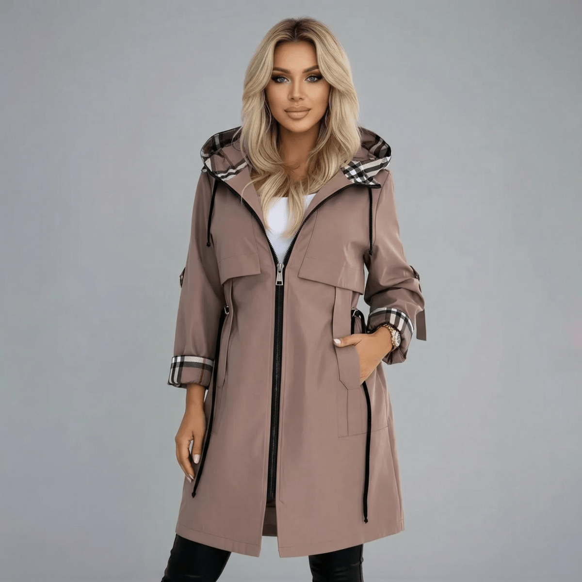 Amelia — Manteau zippé à capuche — Amielle Paris