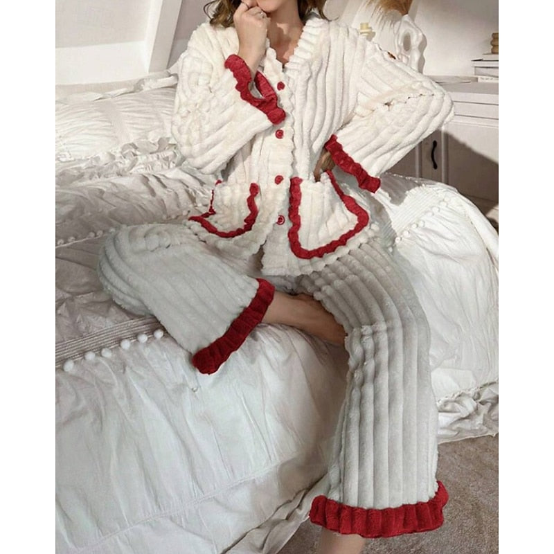 Ensemble de pyjama en polaire à volants — Amielle Paris